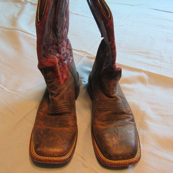 Mens Dan Post Leather Square Toe Cowboy Boots Sz 8 - Picture 1 of 9